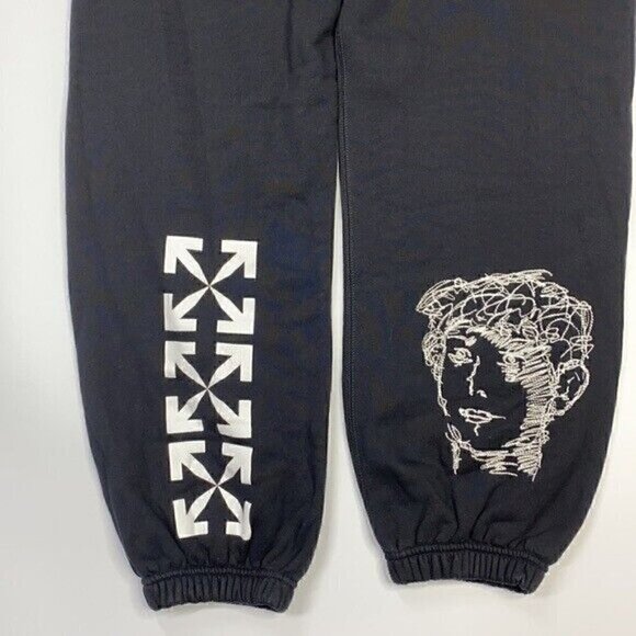 Off-White c/o Virgil Abloh Disrupted Logo Slim Black Sweatpants Size Large - Picture 7 of 12